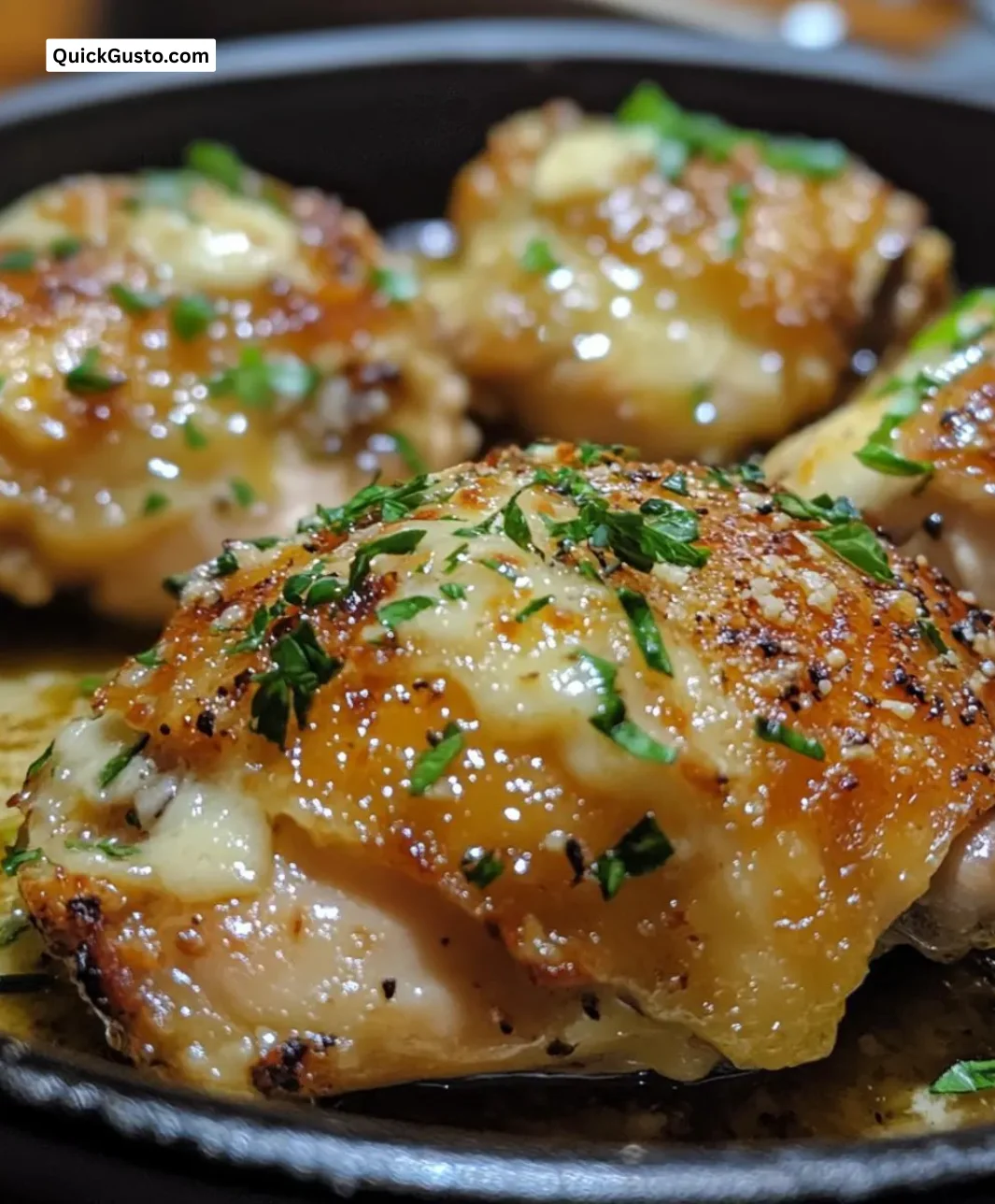 Cheesy Baked Chicken topped with melted cheese ready to serve