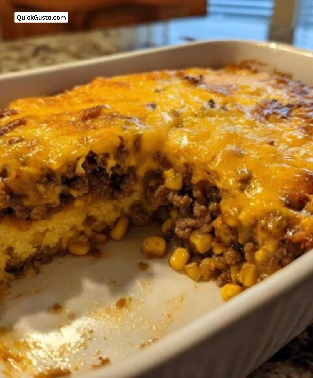 Delicious Cowboy Cornbread Casserole served in a warm dish