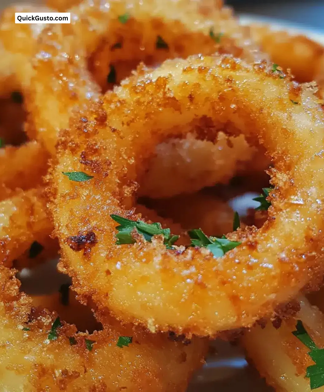 Crispy onion ring bites served as a delicious snack