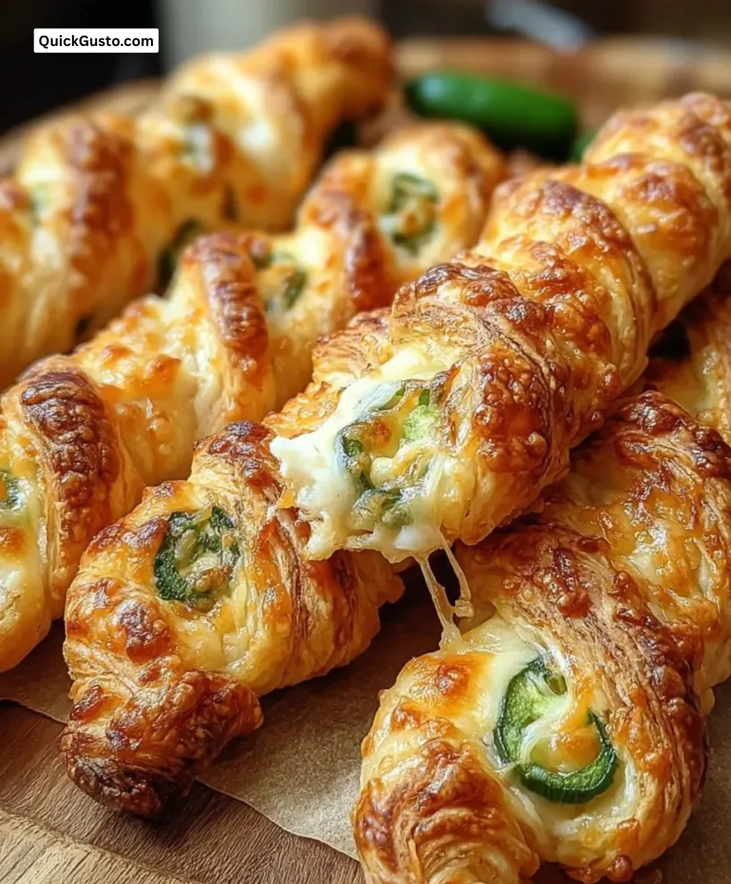Delicious jalapeno popper twists appetizer with cheesy filling and crispy texture