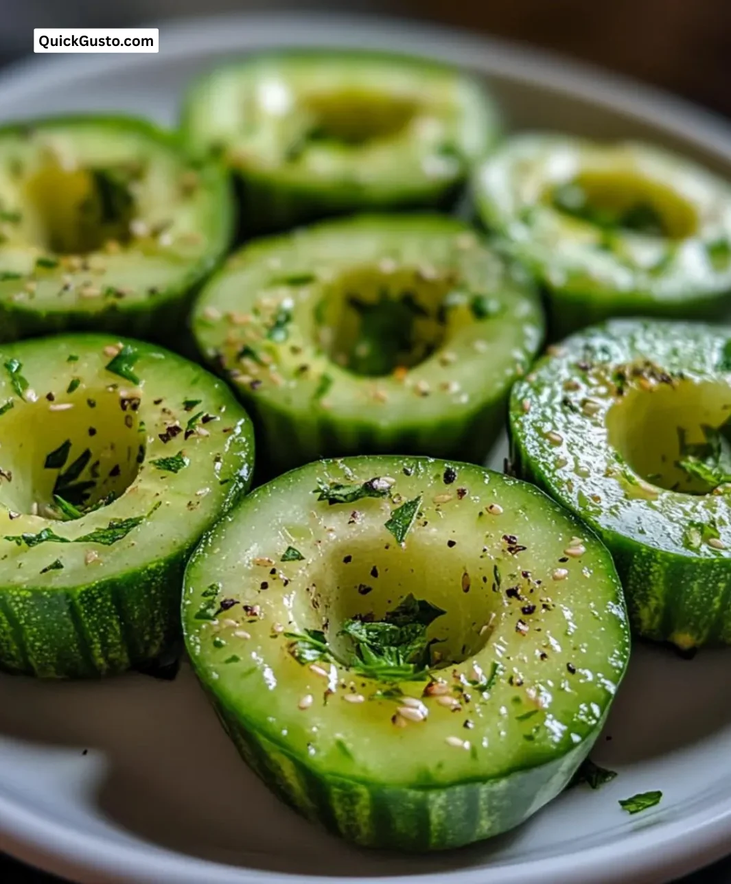 Easy avocado cucumber bite cups served on a platter for a healthy snack.