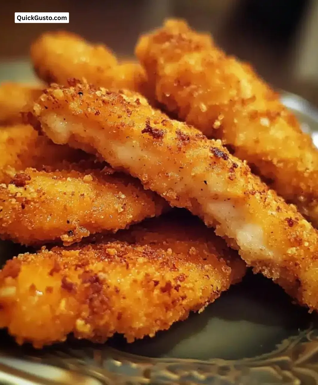 Crispy baked chicken tenders on a plate