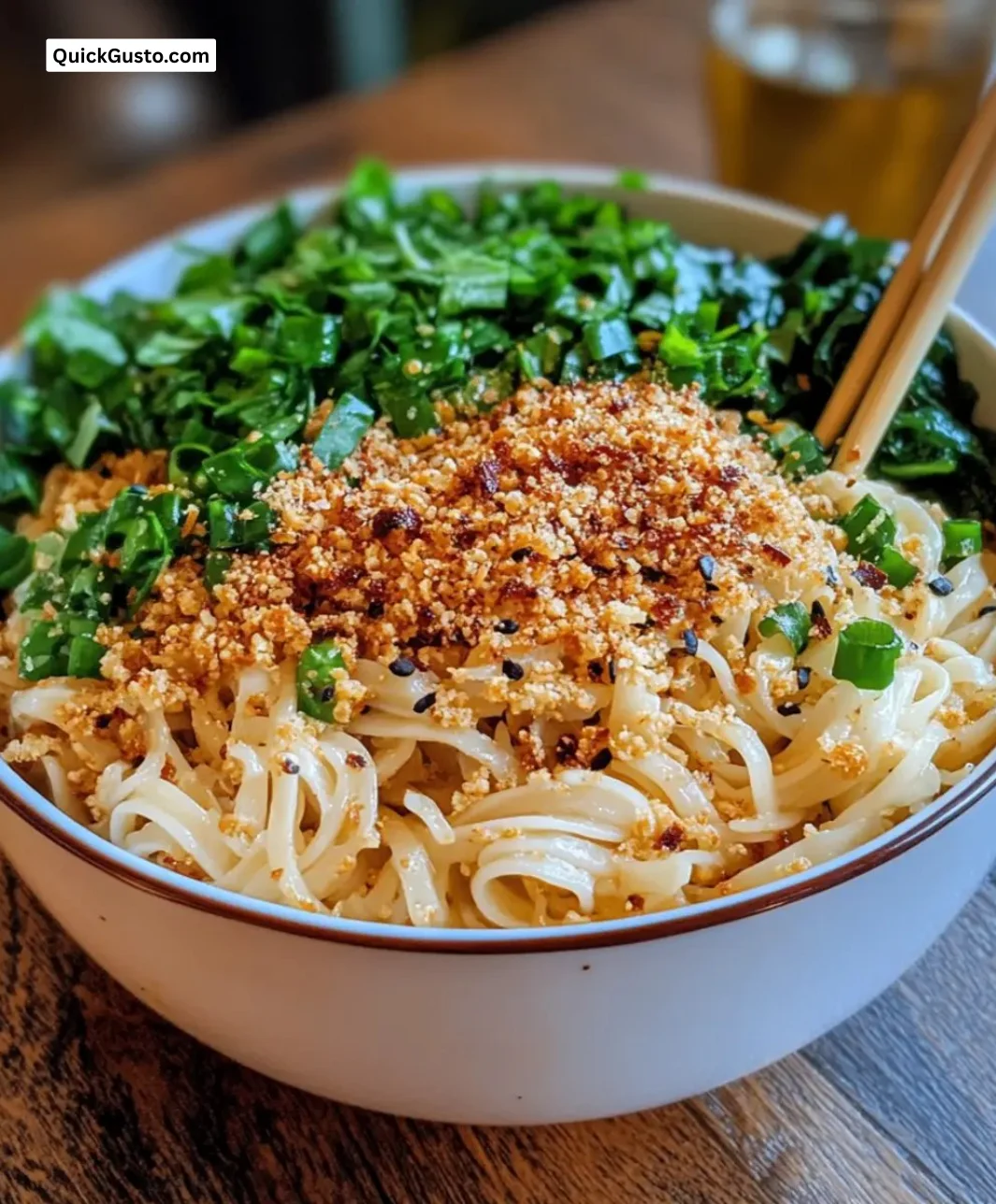 Easy Garlic Parmesan Noodle Bowl with herbs and cheese