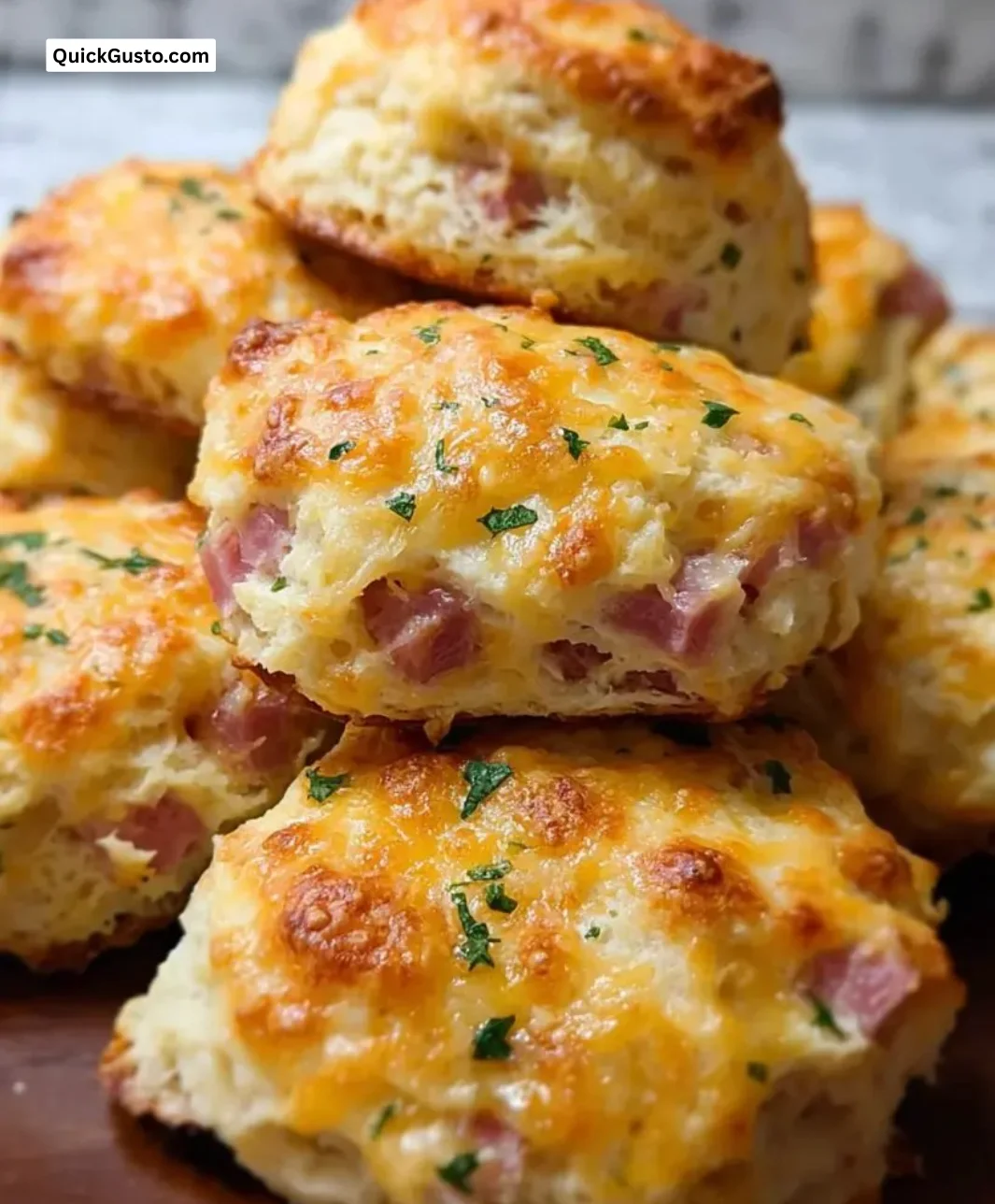 Ham and cheese butter swim biscuits fresh out of the oven