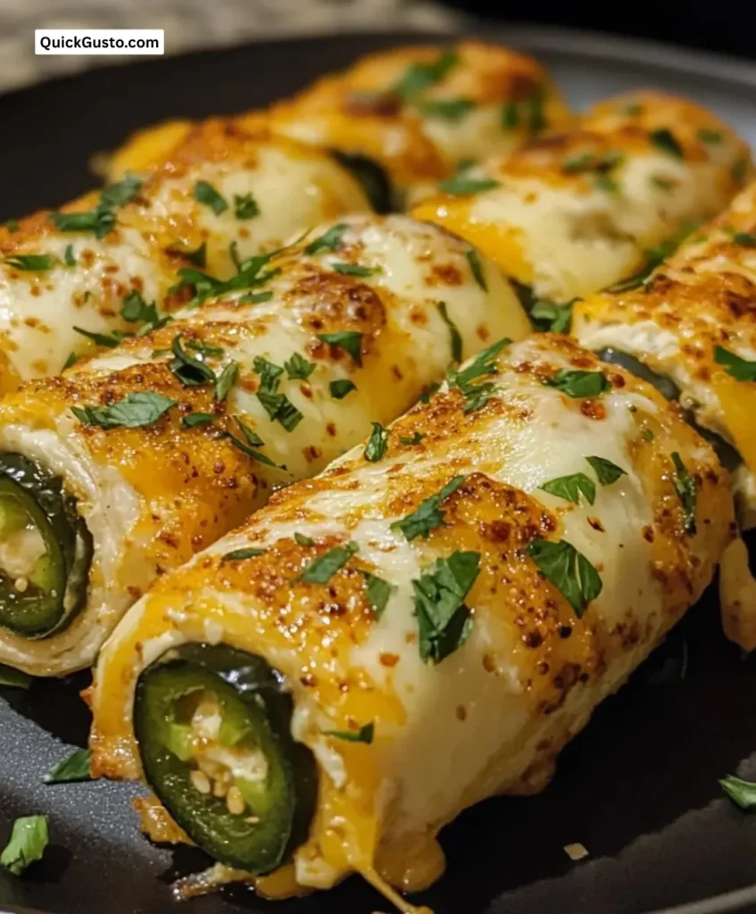 Delicious cheddar jalapeño roll-ups stuffed with creamy cheese and spicy jalapeños