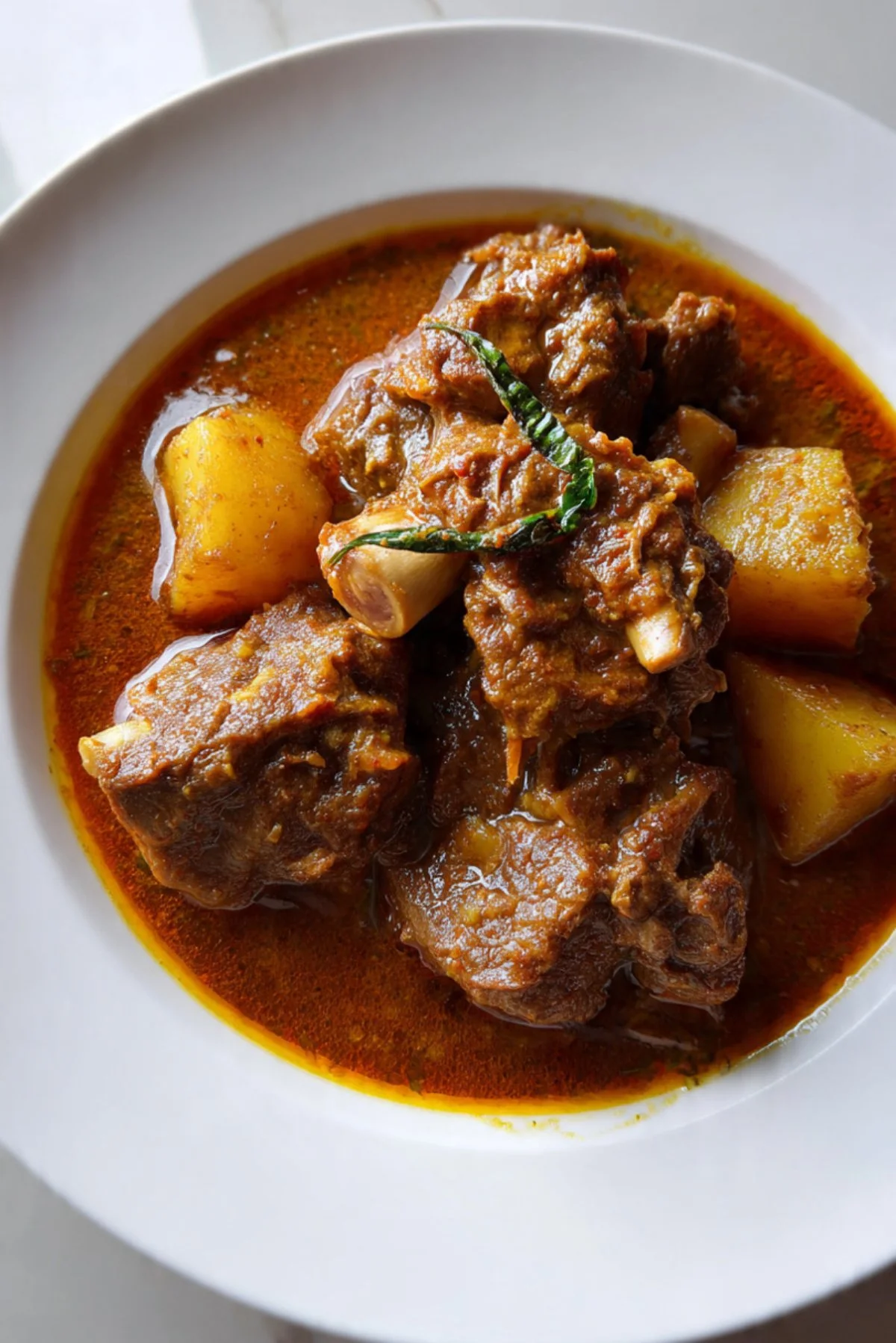 A delicious bowl of Lamb Hyderabadi Salan, featuring tender lamb in rich, spicy curry.
