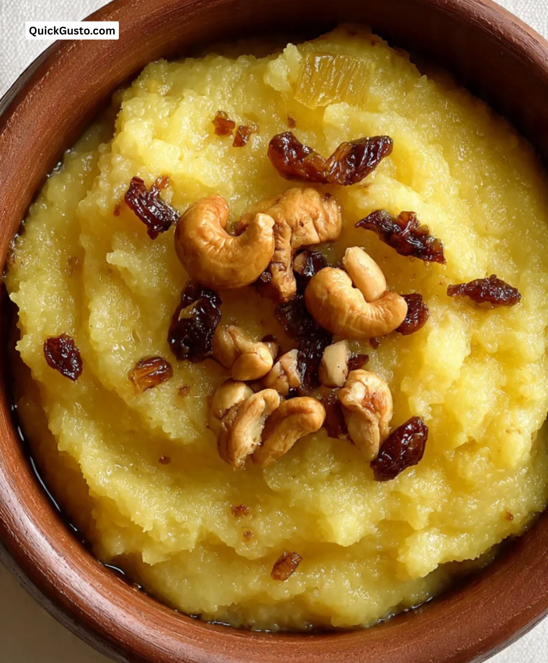 Delicious Pineapple Halwa dessert garnished with nuts and served in a bowl