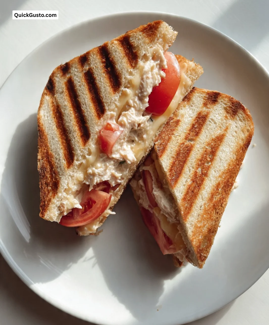 Delicious Tuna Panini Melt with grilled bread and savory filling