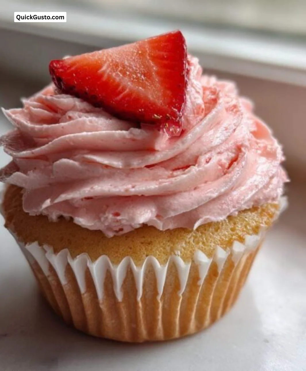 Deliciously decorated amazing strawberry cupcakes with fresh fruit toppings.