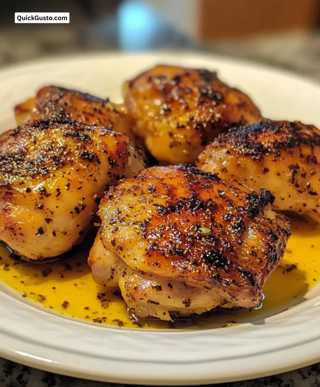 Juicy garlic paprika chicken thighs served with herbs and spices
