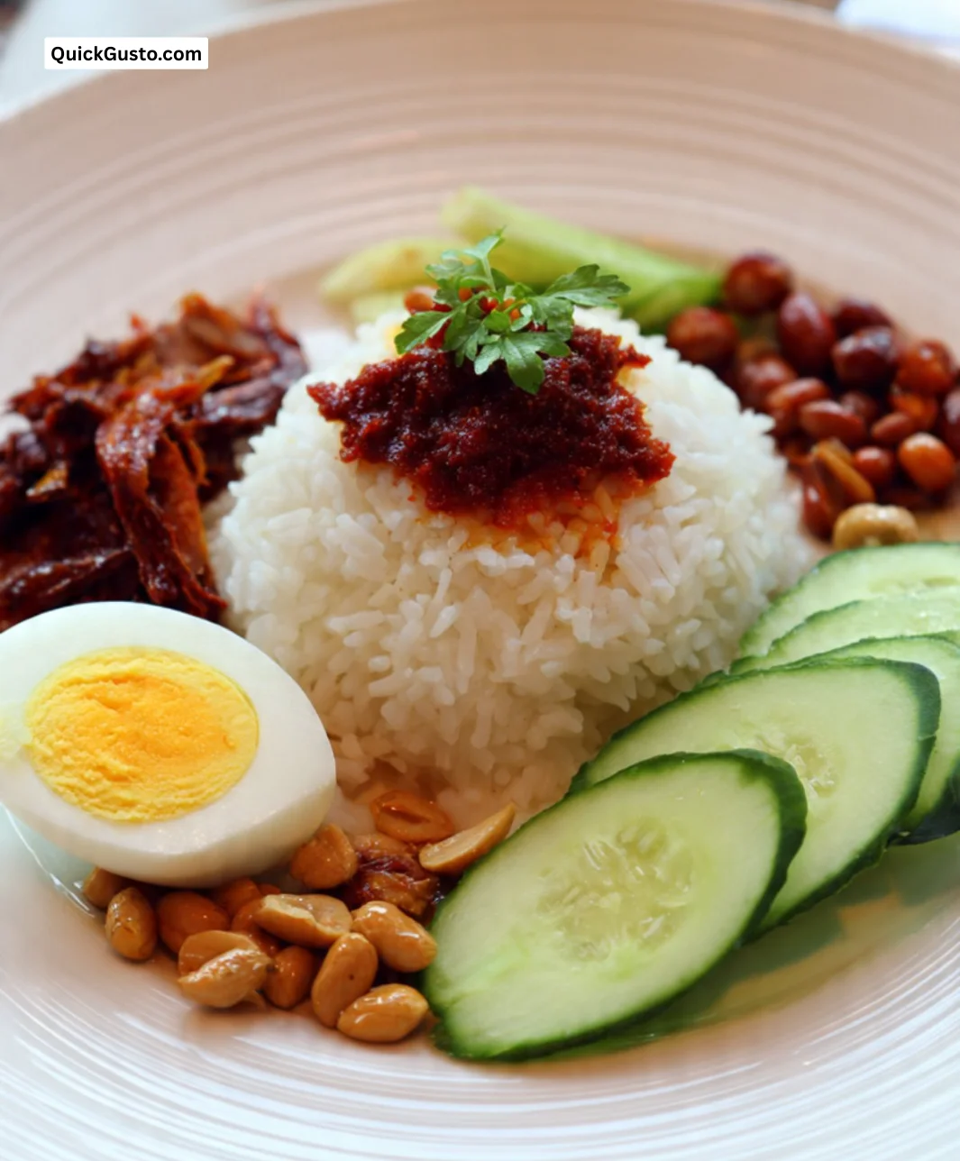 Creamy Coconut Rice served with fresh herbs in a bowl