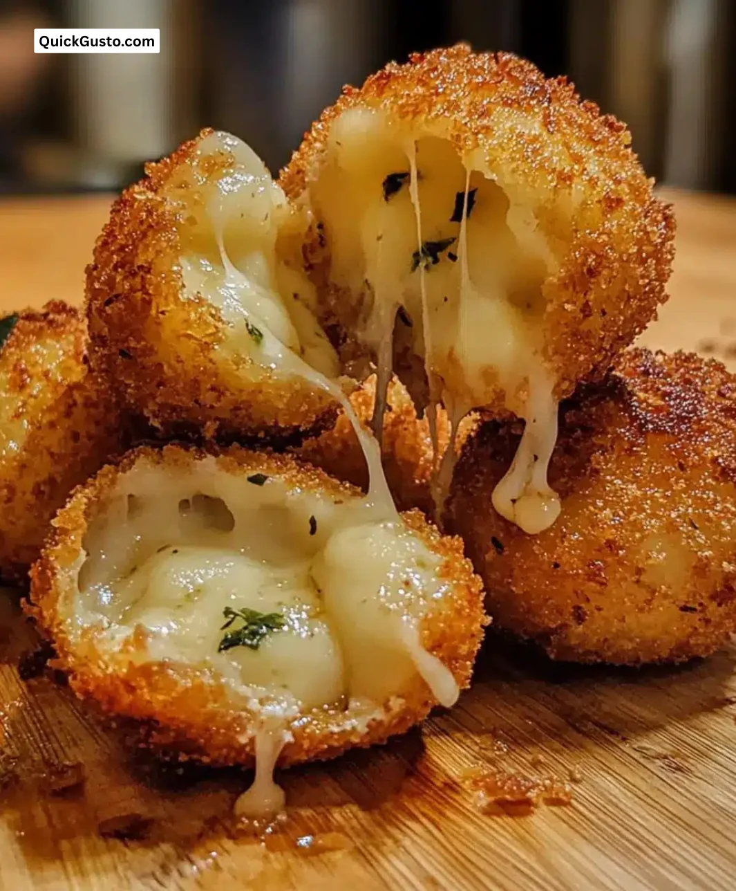 Plate of crispy cheese stuffed bites served with dipping sauce