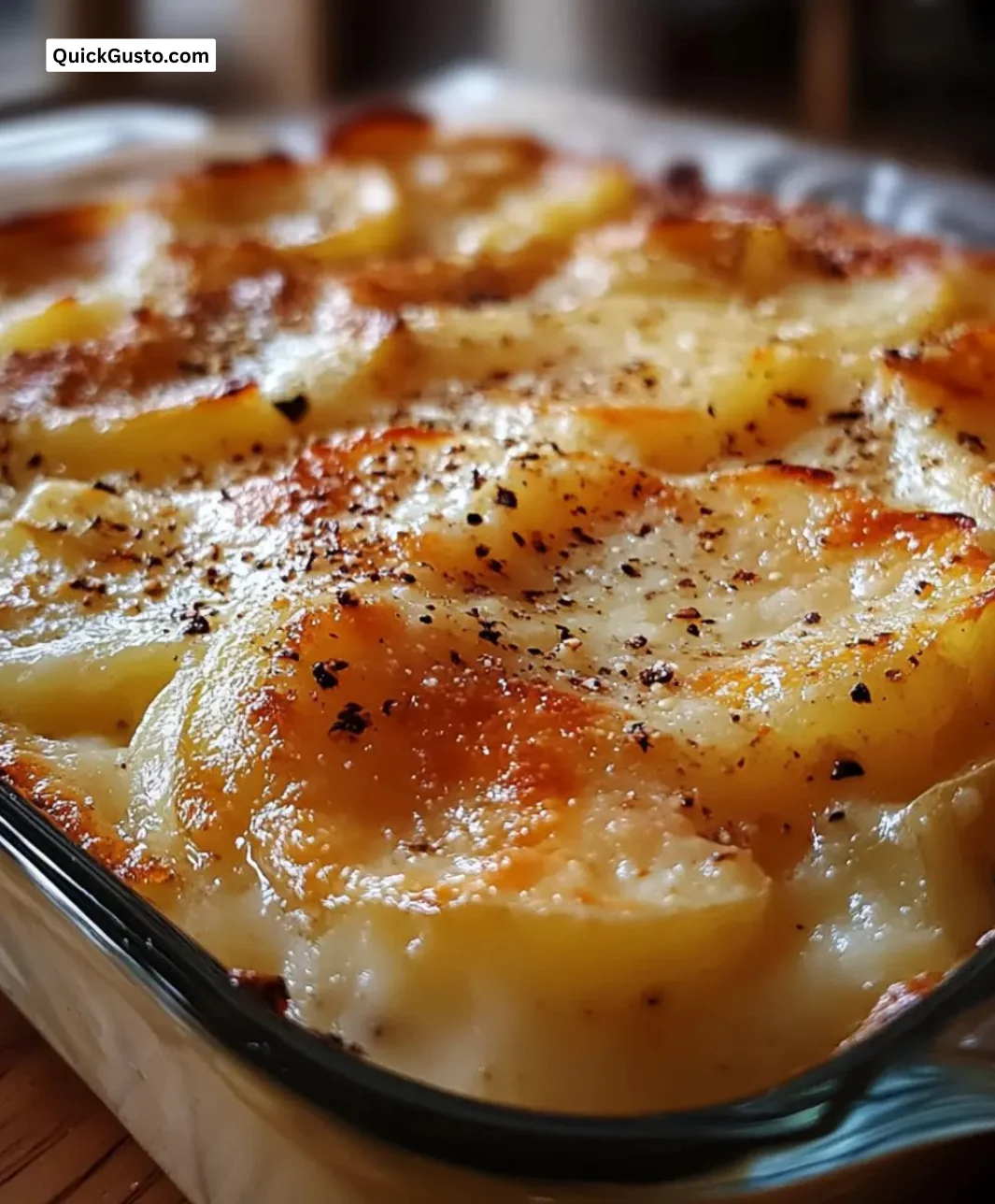 Creamy Parmesan Potato Gratin dish served for Easter dinner