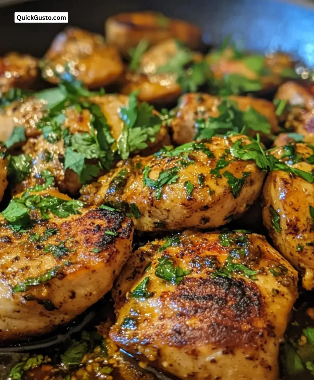 Delicious garlic butter chicken served with herbs and spices