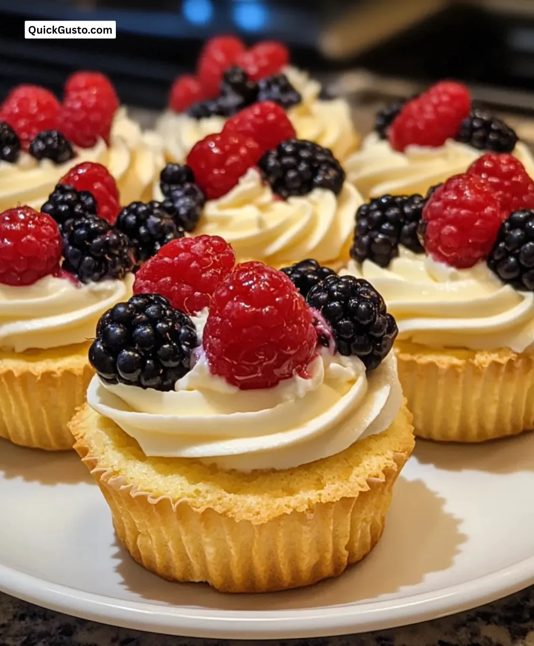 Easy lemon ricotta berry cups topped with fresh berries