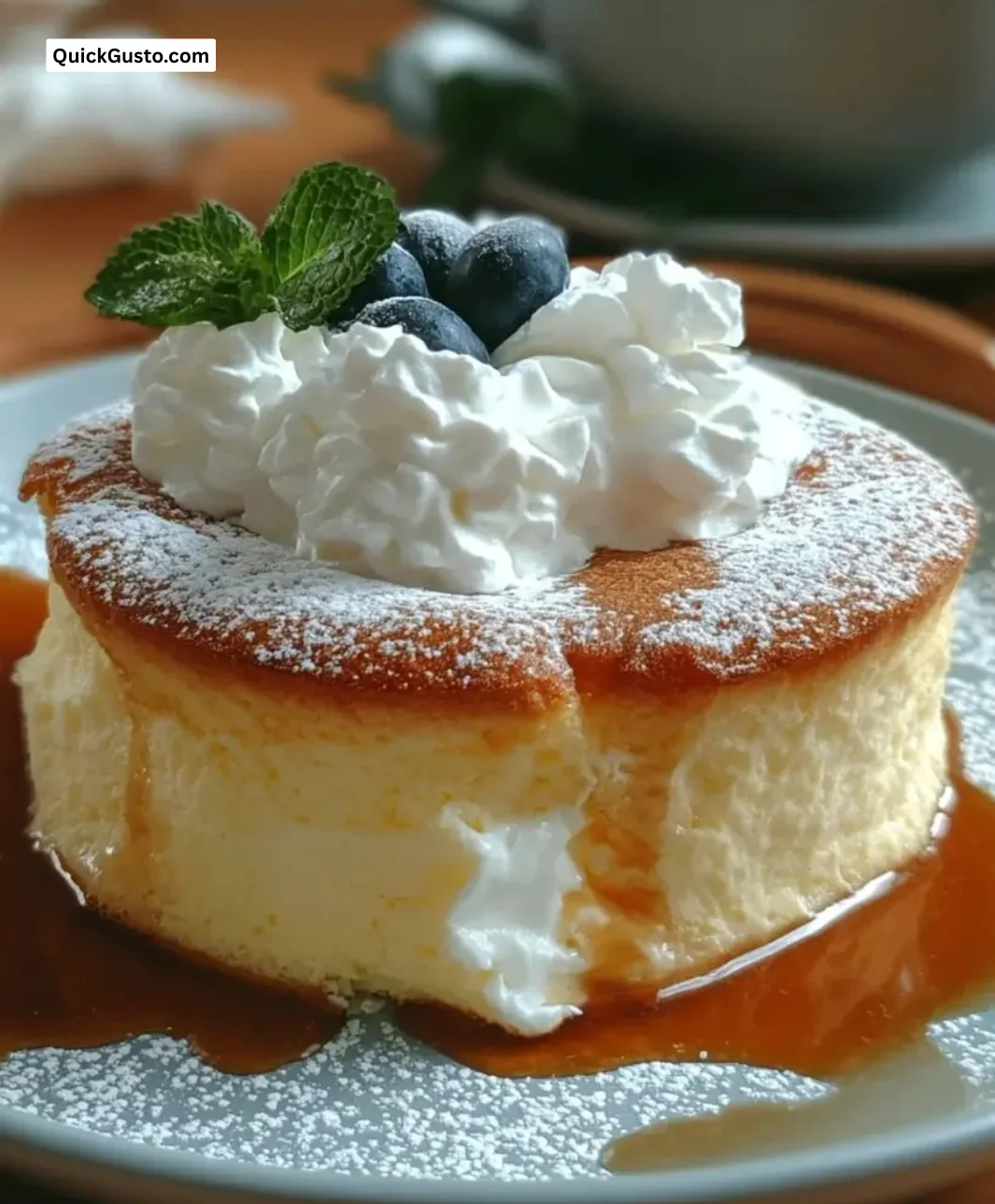 Fluffy Yogurt Cloud Dessert topped with fresh berries and mint leaves