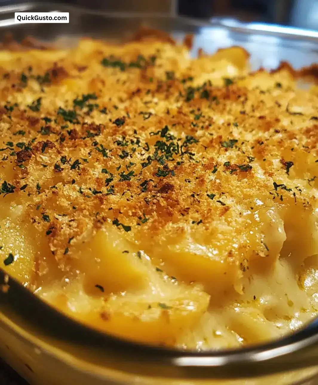 Creamy cheesy potato casserole baked to perfection with a golden crust