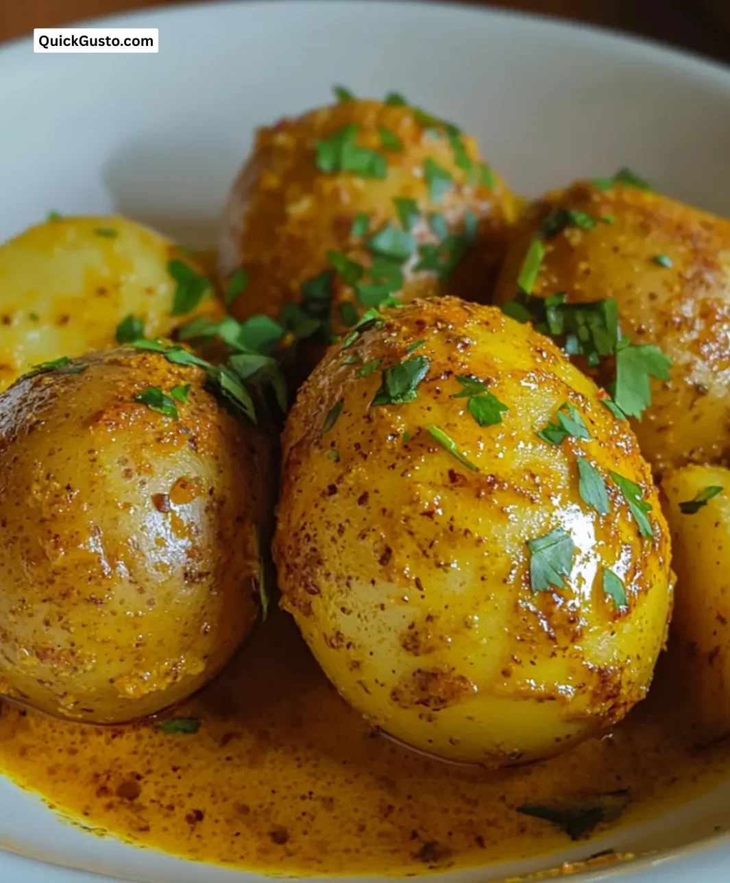 Delicious Easter Egg Curry Potatoes recipe with golden spices and vibrant flavors.