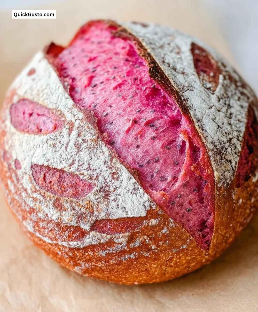 Pink Sourdough Bread showcasing its vibrant color and unique texture
