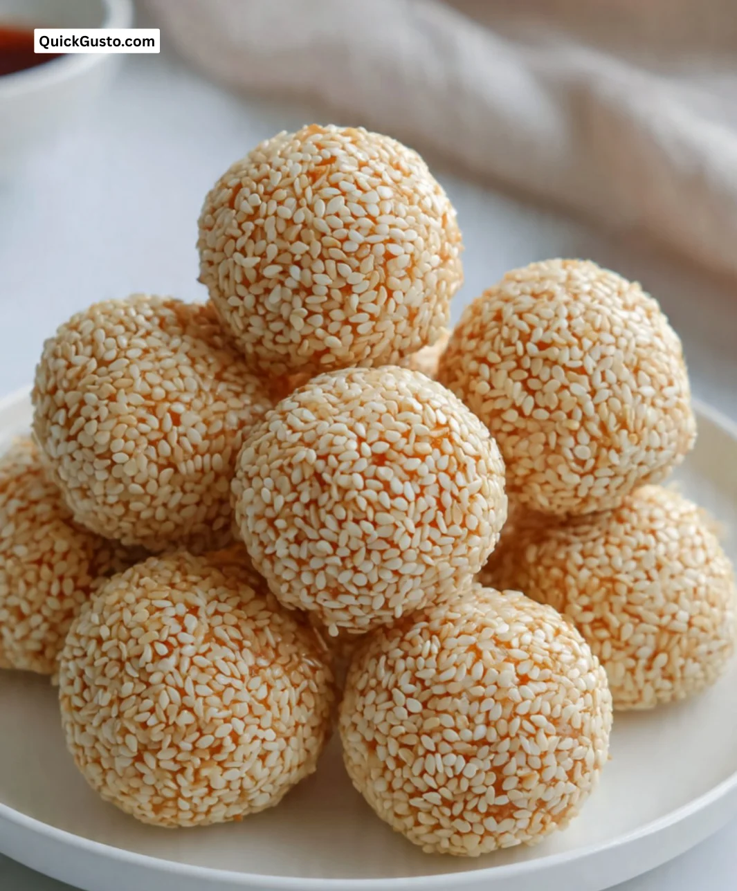Delicious sesame balls filled with taro, a perfect Asian dessert treat.