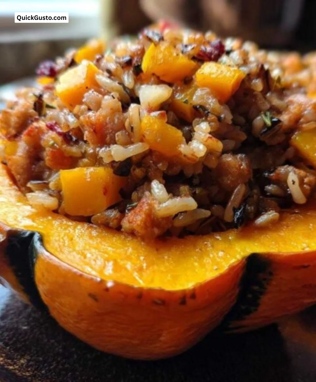 Delicious stuffed acorn squash filled with savory ingredients