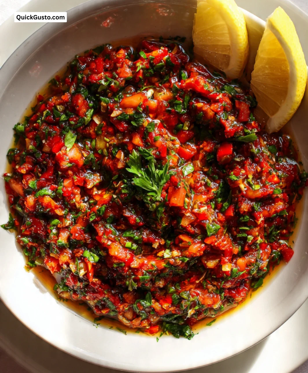 Ezme: A Turkish chopped salad with vibrant flavors and spices.