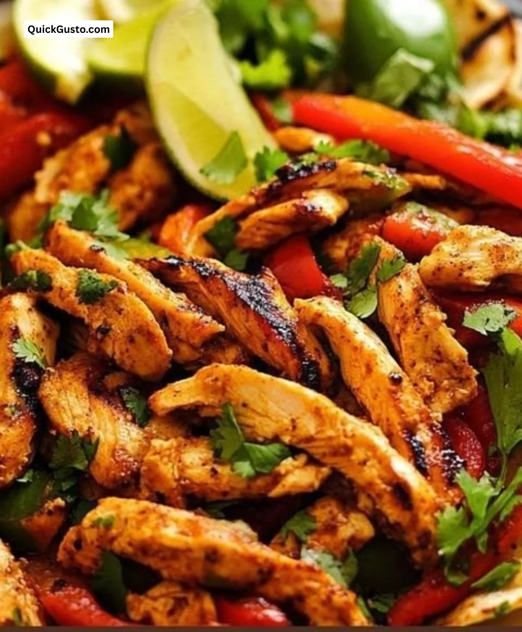 Quick and easy 20-minute chicken fajitas prepared with vibrant vegetables.