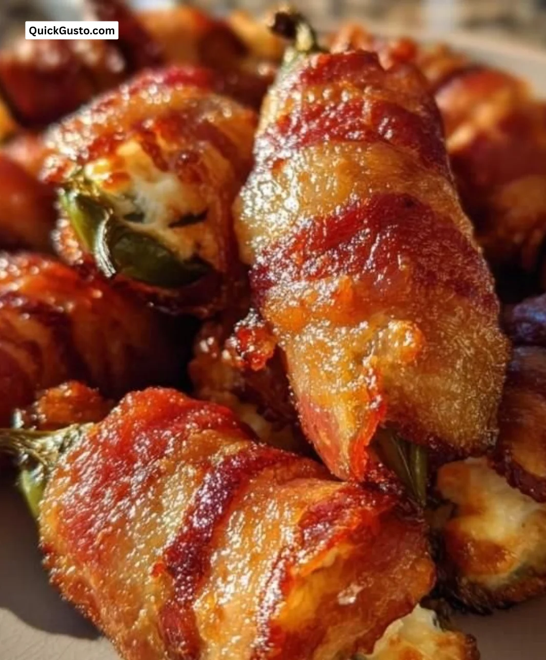 Bacon-wrapped jalapeño poppers served on a platter