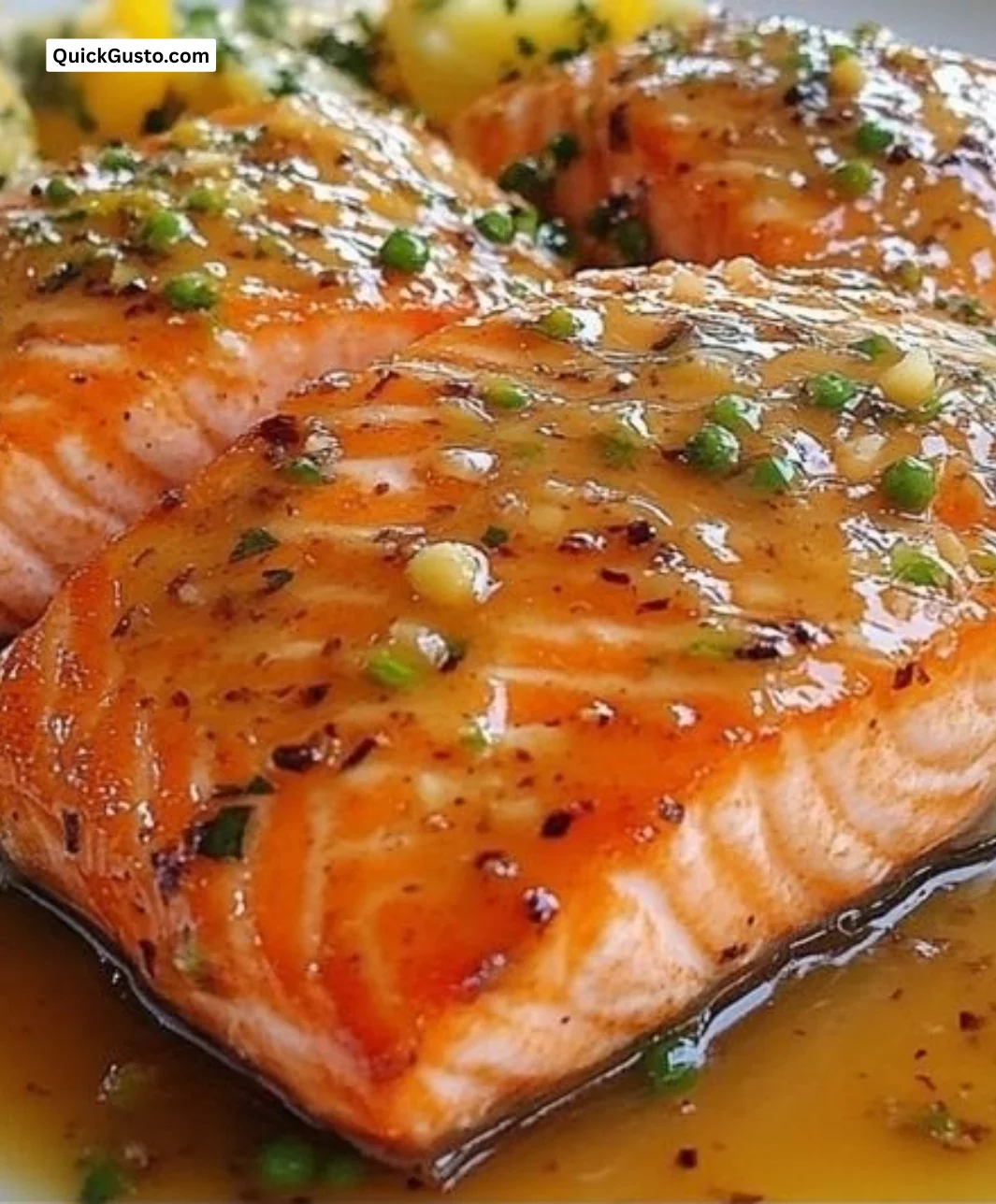 Delicious Baked Salmon with a brown sugar glaze served on a plate.