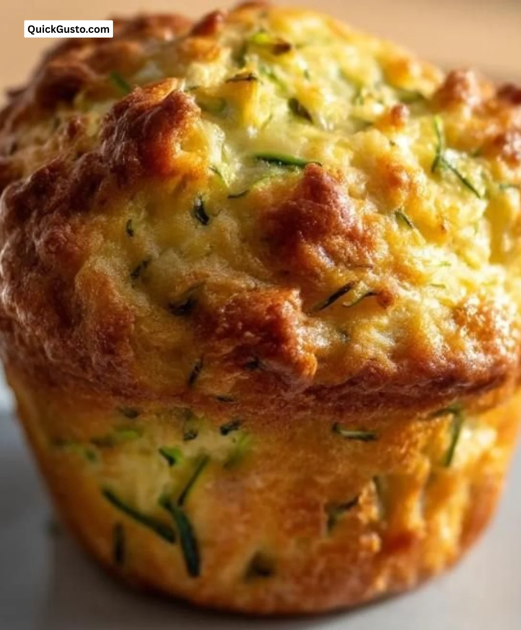 Cheddar and chive zucchini muffins fresh out of the oven