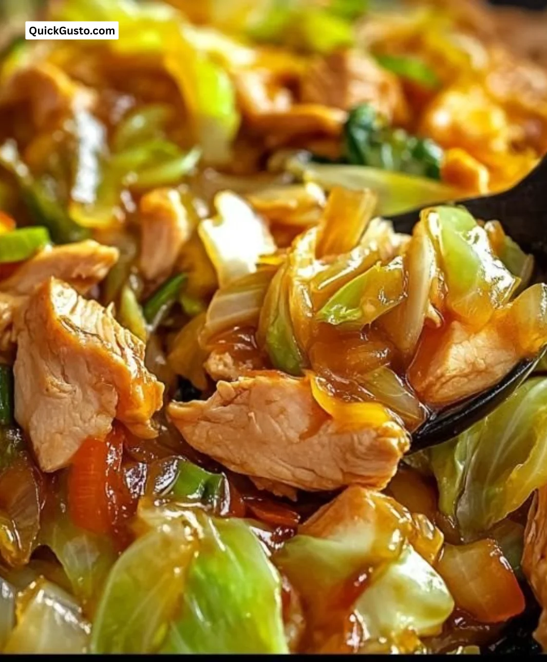 Chicken Stir-Fry with Chinese cabbage and colorful vegetables in a skillet