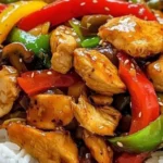 Colorful Chicken Veggie Stir-Fry with Rice in a bowl