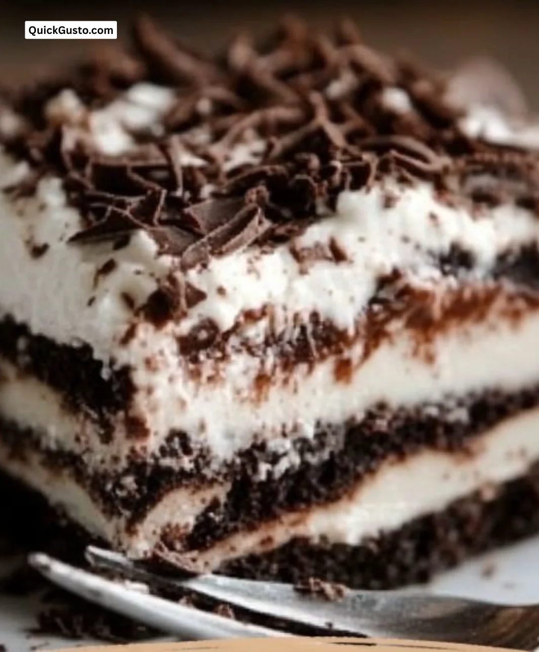 Delicious Chocolate Lasagna dessert with layers of chocolate and cream
