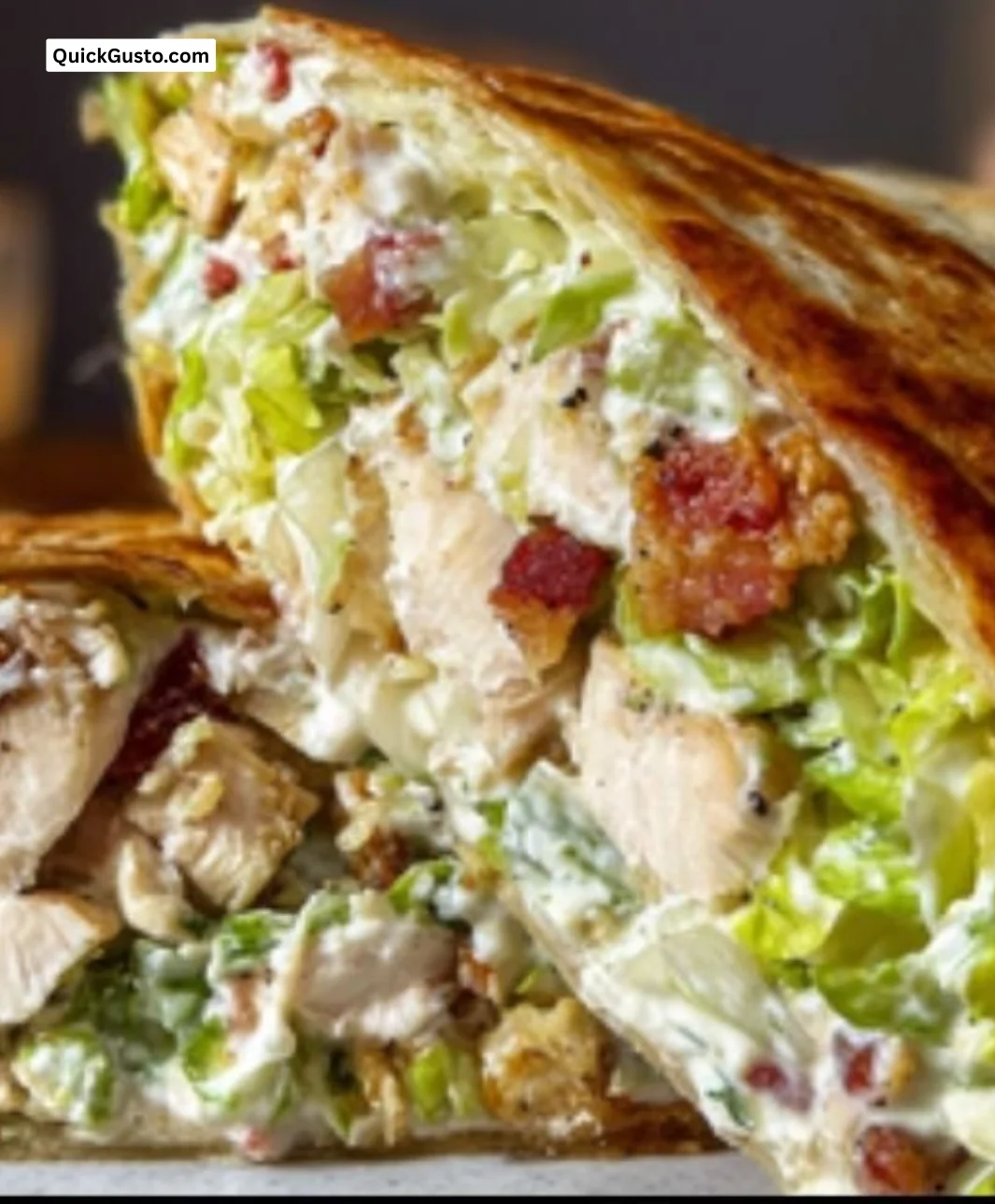 Chopped Chicken Caesar Salad Wrap with fresh ingredients