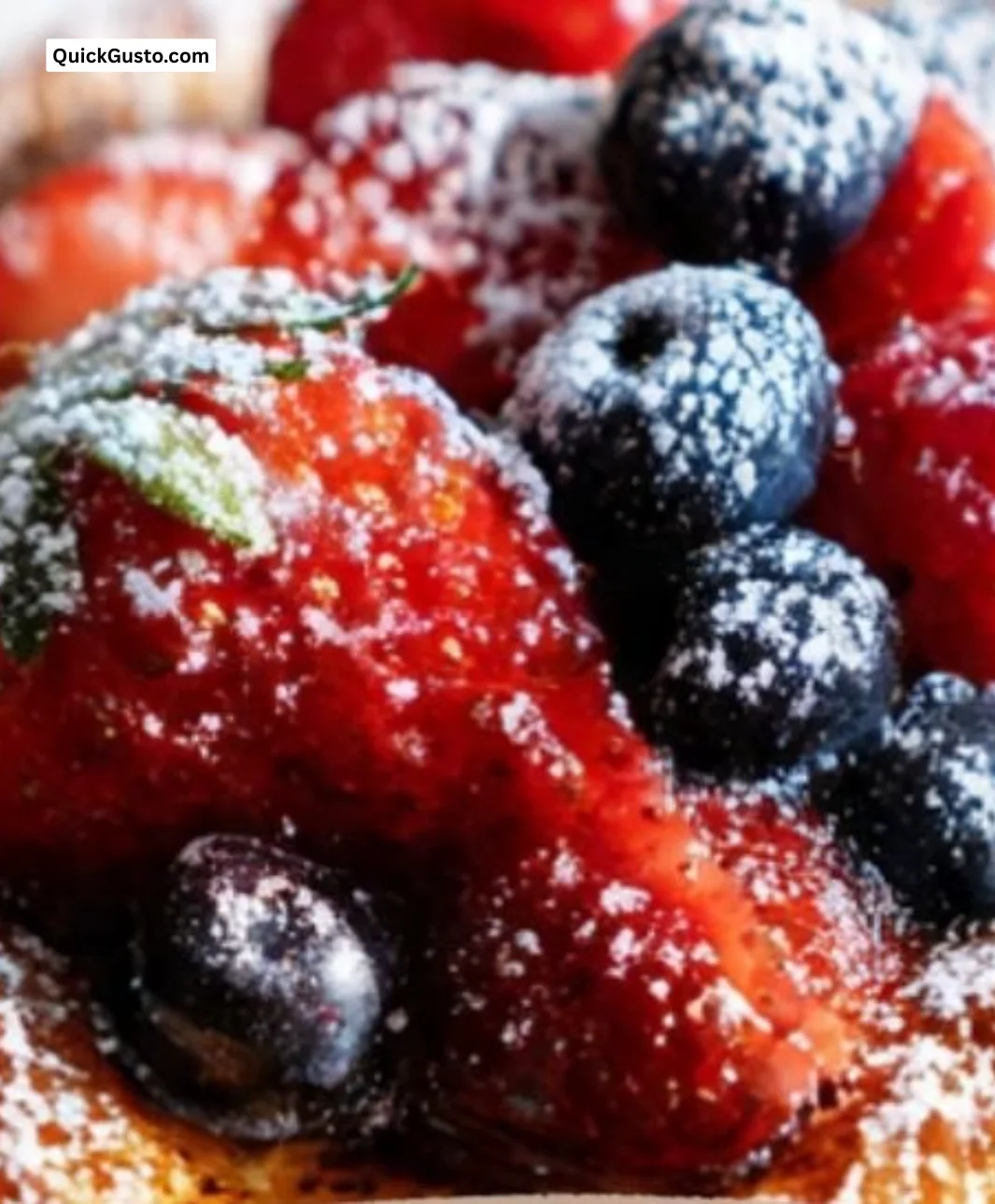 Delicious classic French toast served with maple syrup and fresh berries.