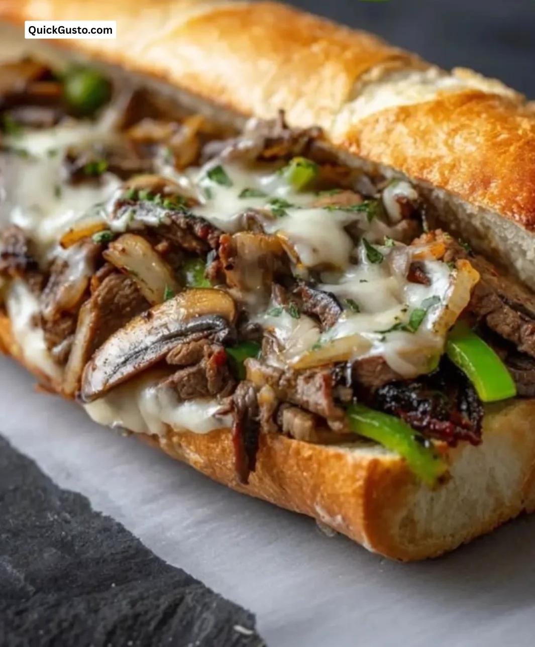 Delicious Classic Philly Cheesesteak with melted cheese and grilled meat