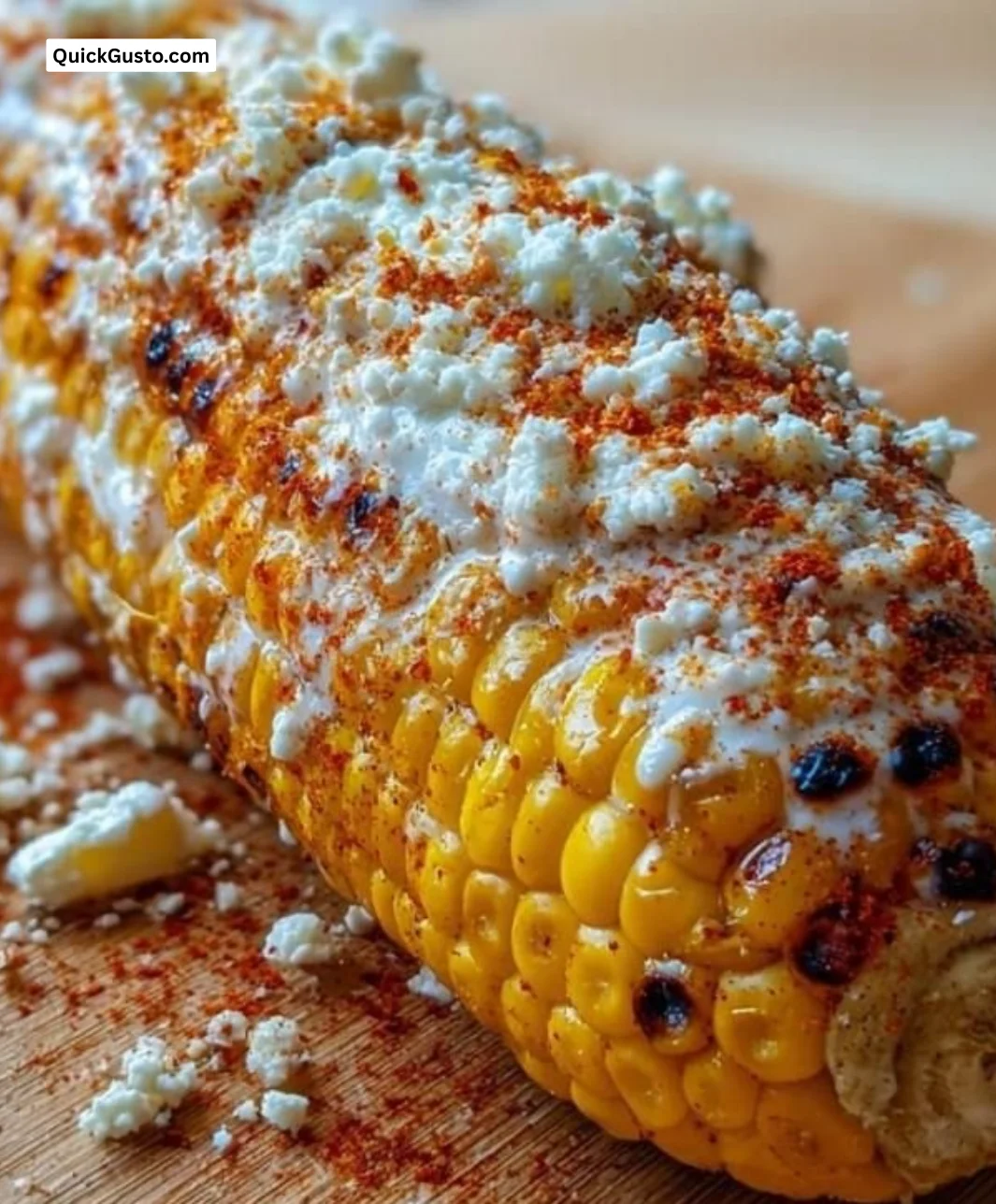Delicious corn on the cob served with butter and spices in a summer setting.