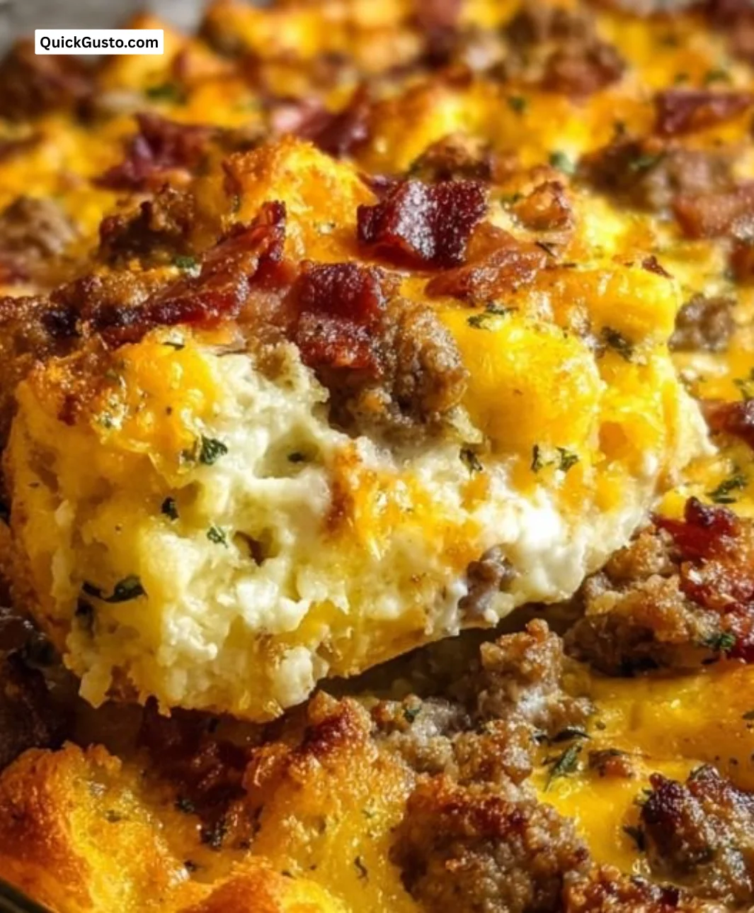 Delicious Crack Breakfast Casserole with layers of eggs, cheese, and savory ingredients