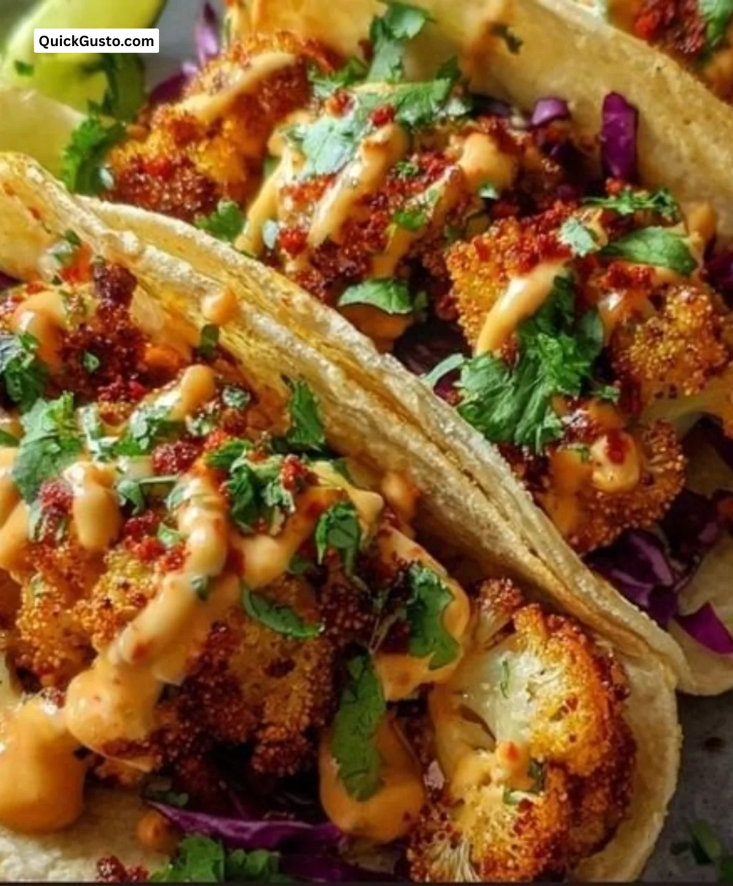 Crispy Cauliflower Tacos served with fresh toppings