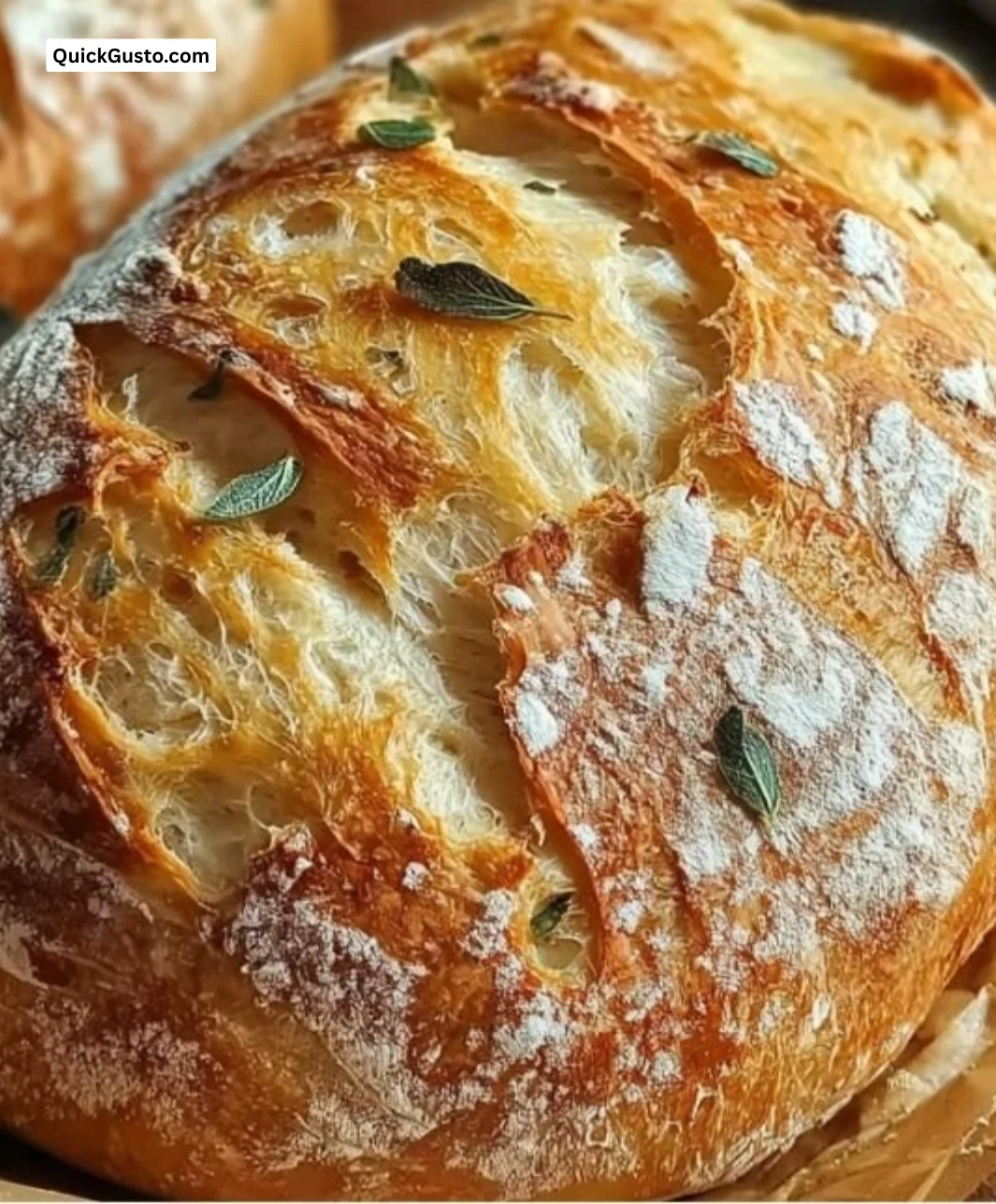 Freshly baked crusty Italian bread with a golden crust and soft inside