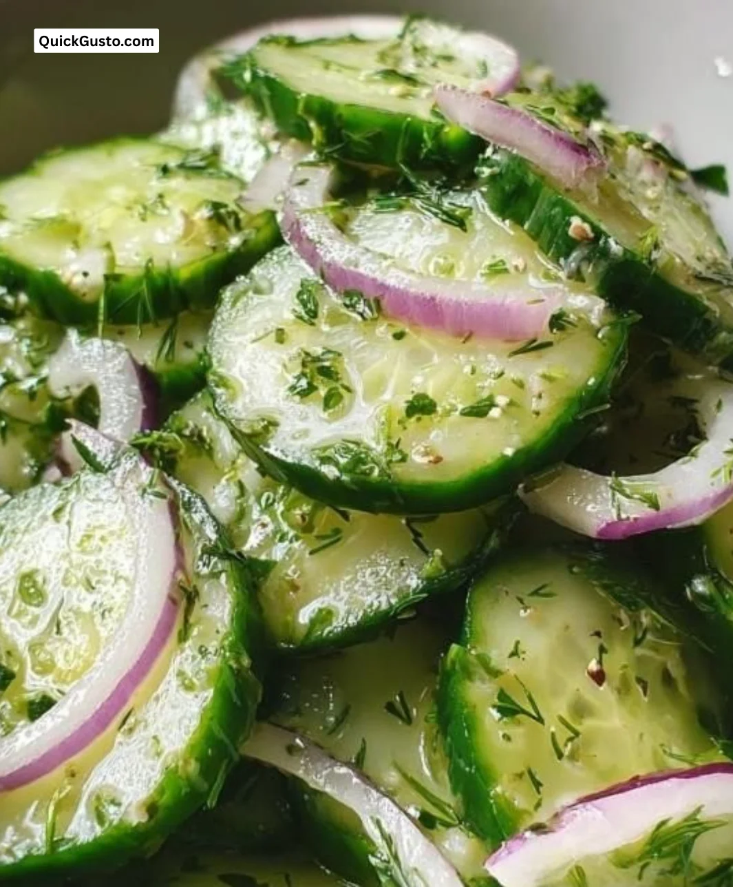 Fresh cucumber salad with herbs and dressing