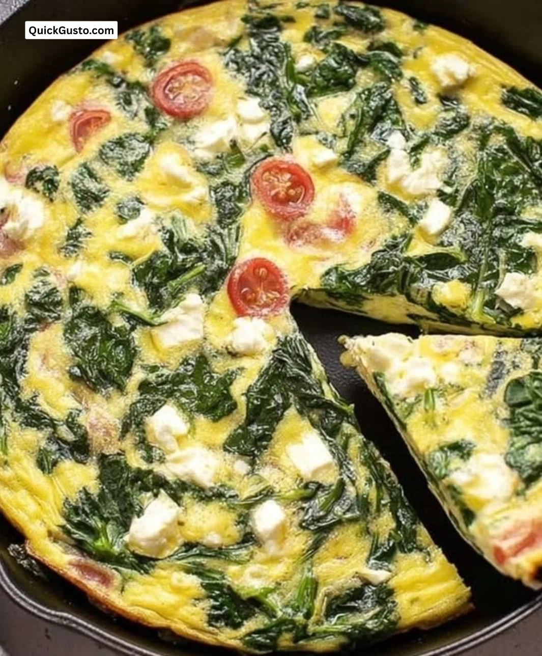 Easy frittata with vegetables and cheese, served on a plate.