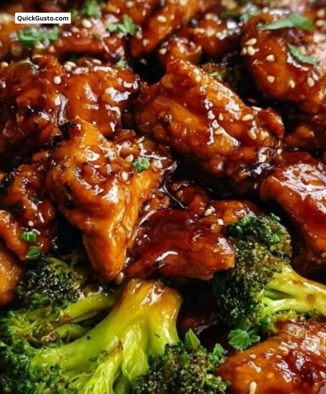 Fast teriyaki chicken with broccoli served on a plate