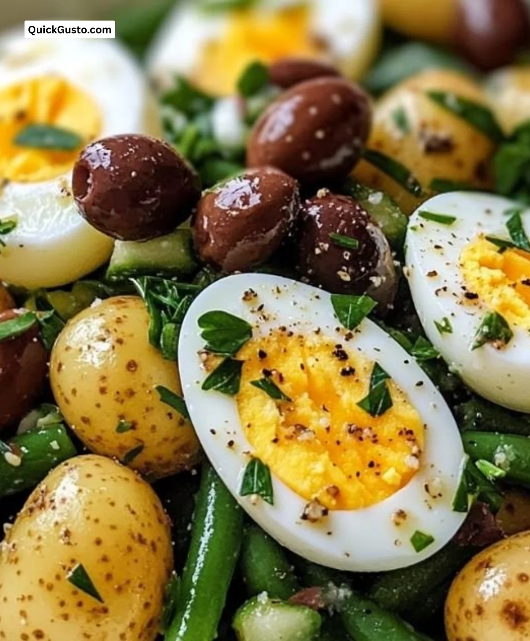 French-style potato salad with green beans and fresh herbs