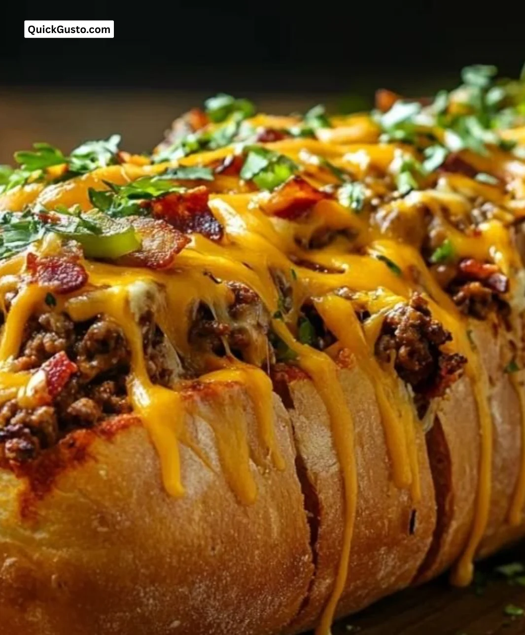 Freshly baked Garbage Bread filled with assorted leftovers and spices.