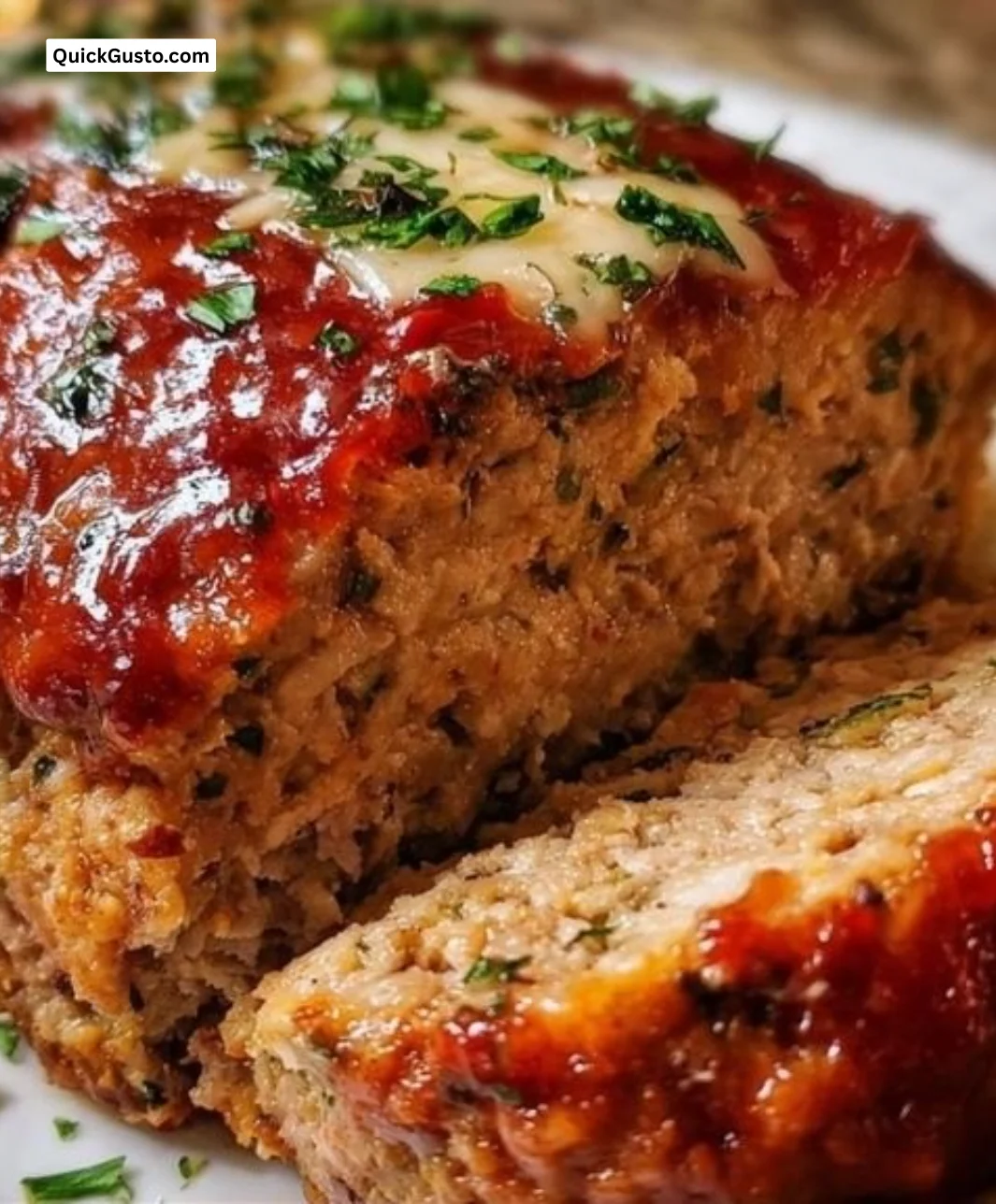 Delicious garlic butter turkey meatloaf ready to serve