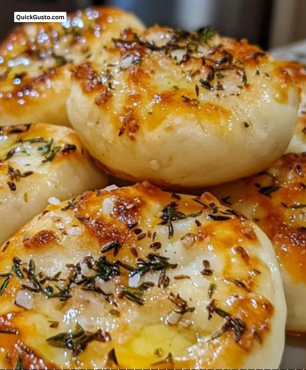 Golden crust garlic rosemary focaccia muffins fresh out of the oven