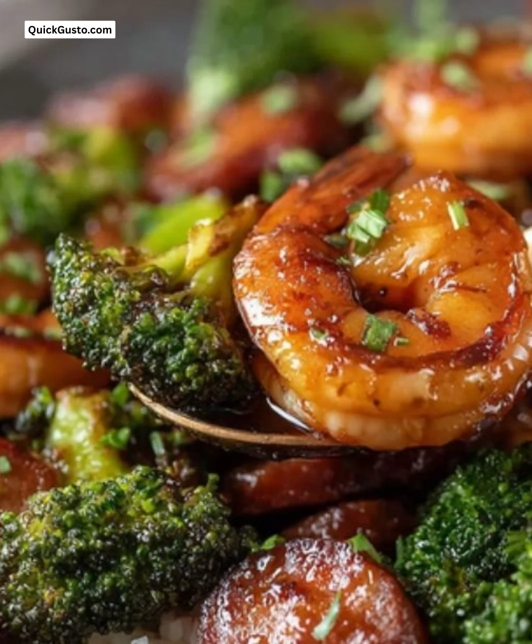 Delicious Honey Garlic Shrimp and Sausage Skillet cooked in a cast iron pan