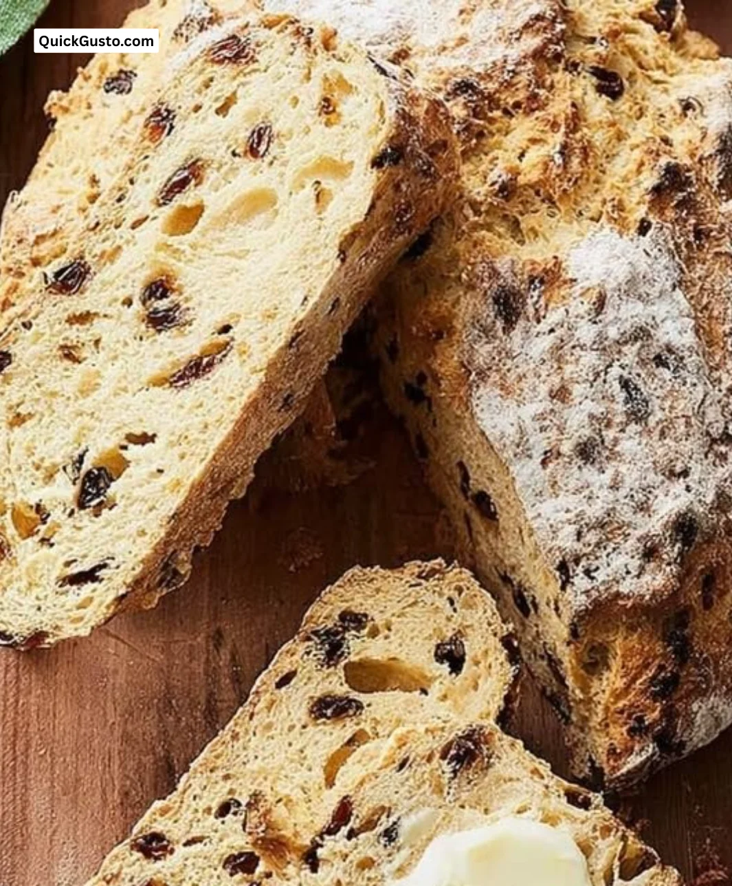 Freshly baked Irish Soda Bread on a wooden table