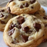 Soft chocolate chip cookies fresh out of the oven, ready to be enjoyed.